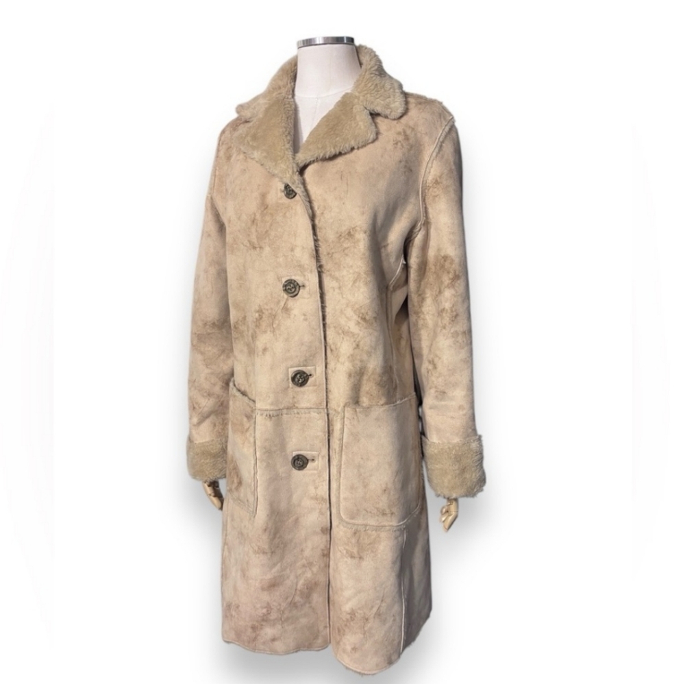 BERNARDO Tan Faux Shearling Patchwork Coat